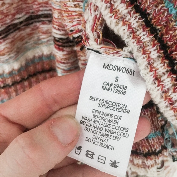 Sweater Sleeveless Kimono Orange Southwestern - Picture 4 of 8